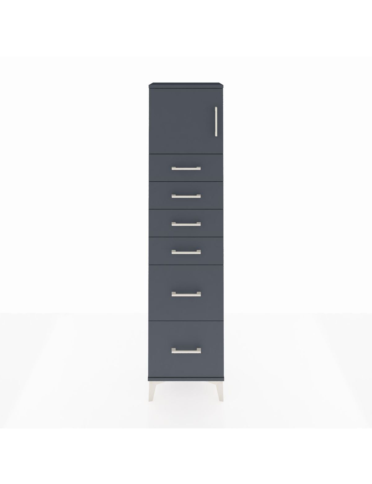 Arges Dolap Tek Raflı 6 Çekmeceli Tek Kapaklı 44x30x182 Antrasit-Antrasit