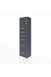 Arges Dolap Tek Raflı 6 Çekmeceli Tek Kapaklı 44x30x182 Antrasit-Antrasit