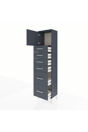 Arges Dolap Tek Raflı 6 Çekmeceli Tek Kapaklı 44x30x182 Antrasit-Antrasit