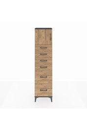 Arges Dolap Tek Raflı 6 Çekmeceli Tek Kapaklı 44x30x182 Antrasit-Çam