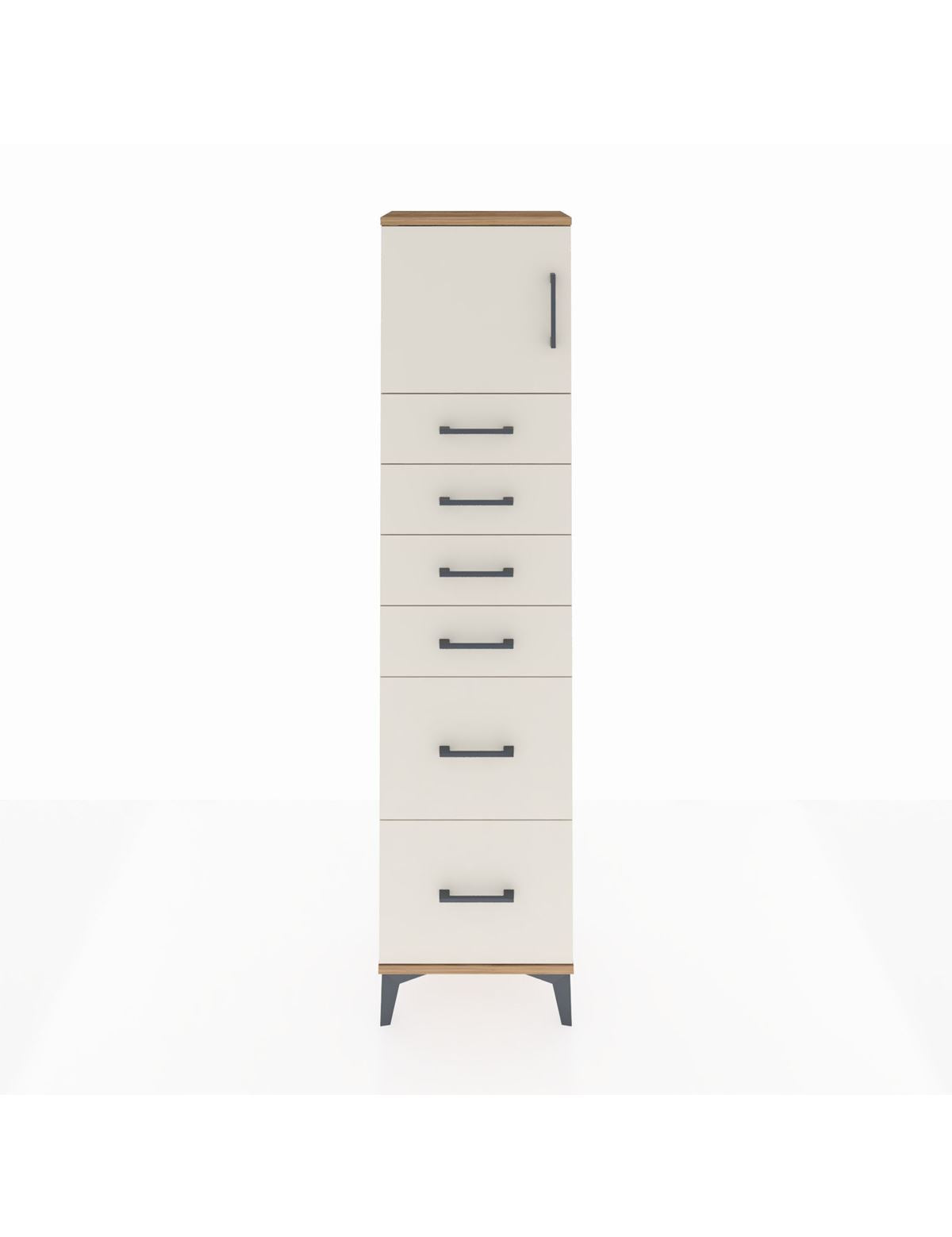 Arges Dolap Tek Raflı 6 Çekmeceli Tek Kapaklı 44x30x182 Çam-Aytaşı