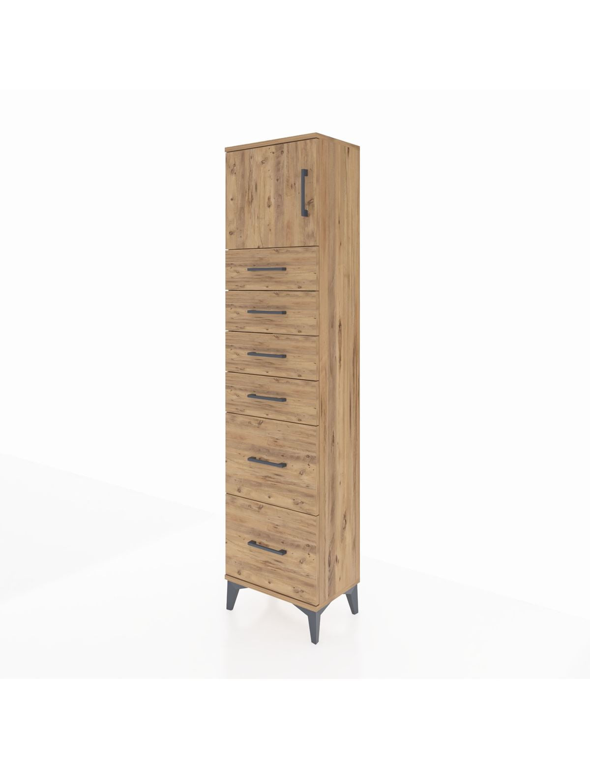 Arges Dolap Tek Raflı 6 Çekmeceli Tek Kapaklı 44x30x182 - S22M017V9A