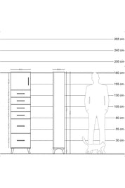 Arges Dolap Tek Raflı 6 Çekmeceli Tek Kapaklı 44x30x182 Çam-Çam