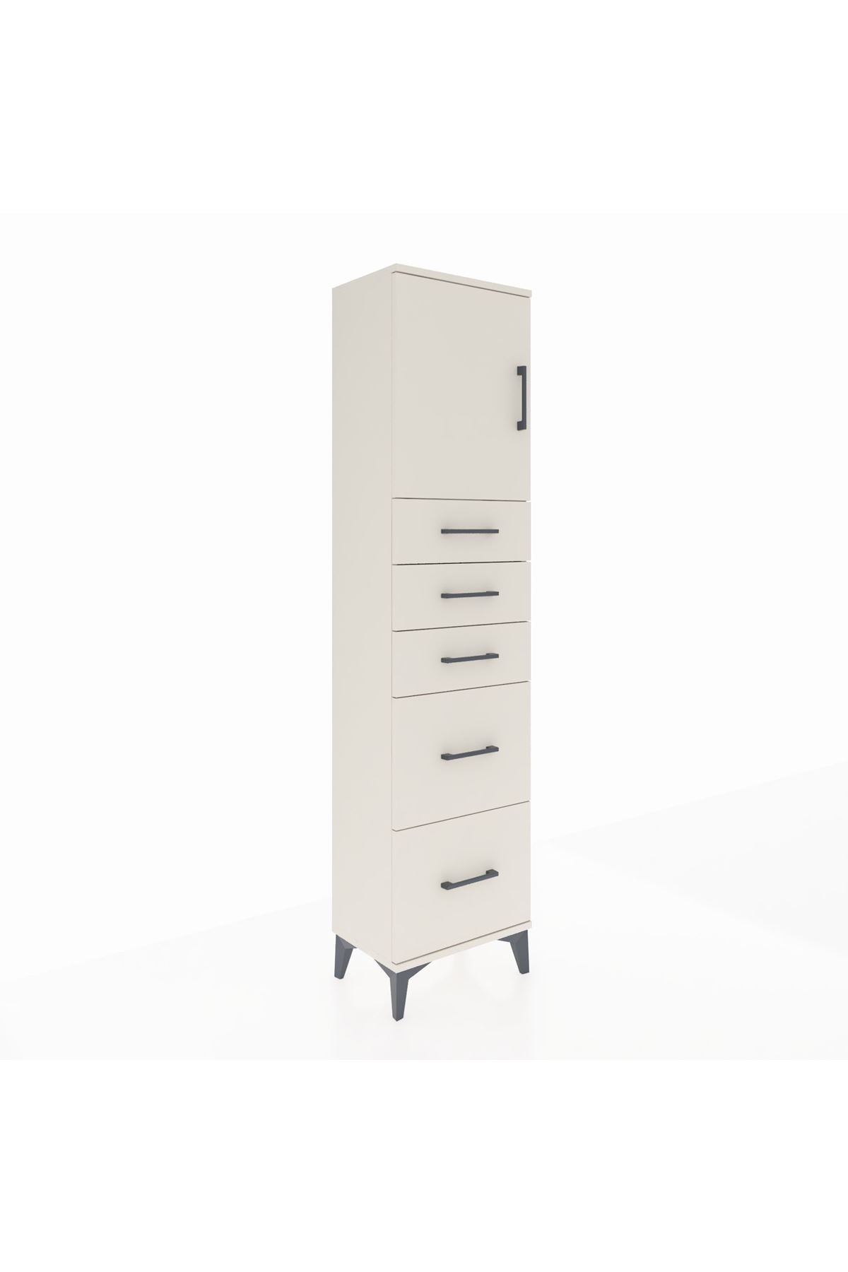 Arges Dolap Tek Raflı 5 Çekmeceli Tek Kapaklı 44x30x182 Aytaşı-Aytaşı