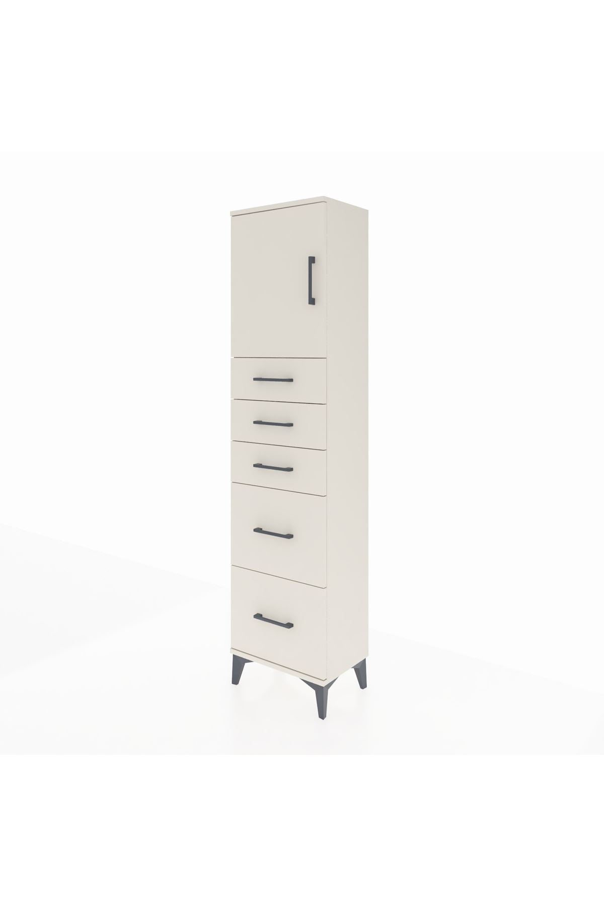 Arges Dolap Tek Raflı 5 Çekmeceli Tek Kapaklı 44x30x182 Aytaşı-Aytaşı