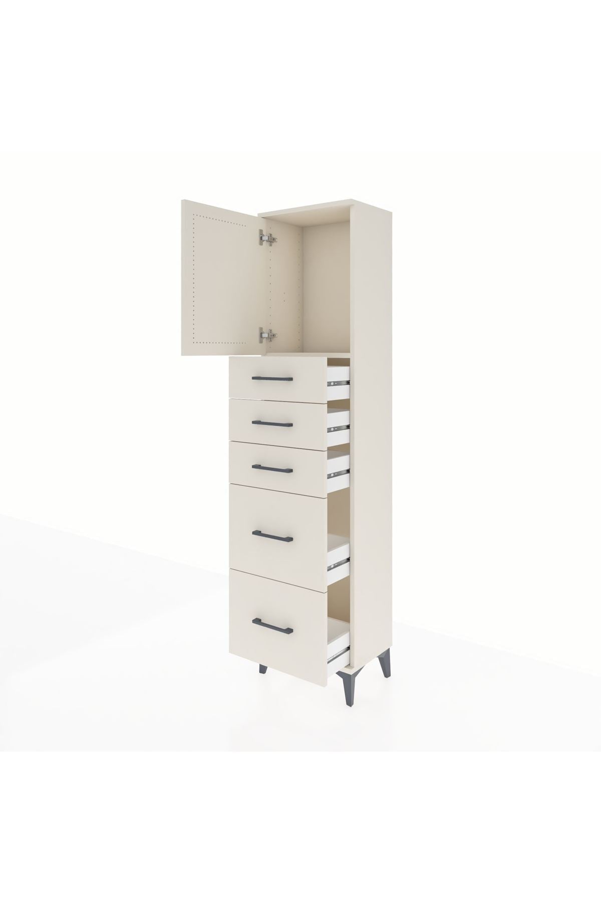 Arges Dolap Tek Raflı 5 Çekmeceli Tek Kapaklı 44x30x182 Aytaşı-Aytaşı