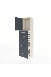 Arges Dolap Tek Raflı 5 Çekmeceli Tek Kapaklı 44x30x182 Aytaşı-Antrasit