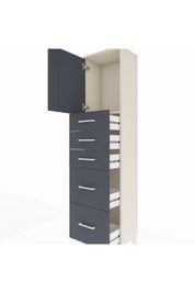 Arges Dolap Tek Raflı 5 Çekmeceli Tek Kapaklı 44x30x182 Aytaşı-Antrasit