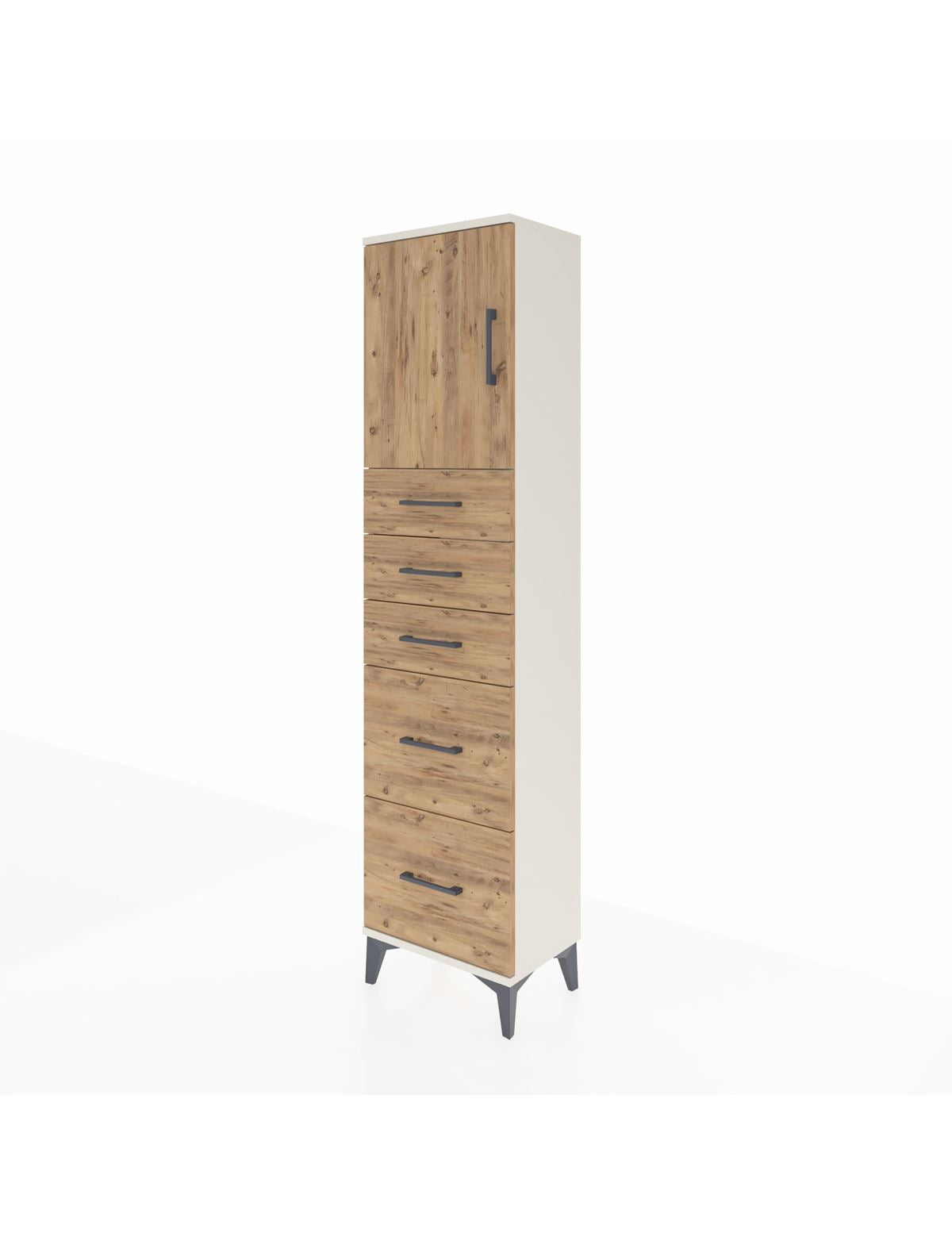 Arges Dolap Tek Raflı 5 Çekmeceli Tek Kapaklı 44x30x182 - S22M018V3A