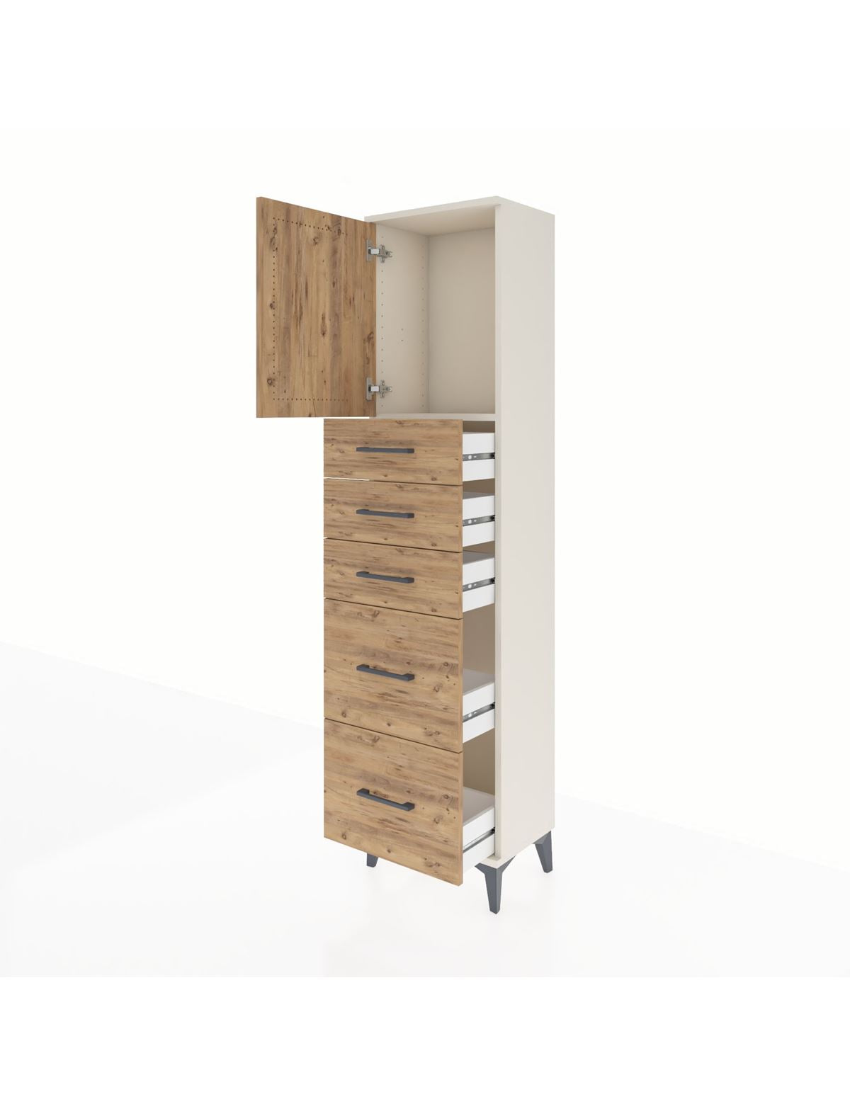 Arges Dolap Tek Raflı 5 Çekmeceli Tek Kapaklı 44x30x182 - S22M018V3A