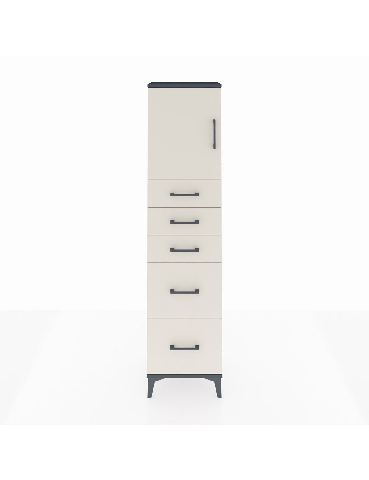 Arges Dolap Tek Raflı 5 Çekmeceli Tek Kapaklı 44x30x182 Antrasit-Aytaşı