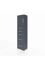 Arges Dolap Tek Raflı 5 Çekmeceli Tek Kapaklı 44x30x182 Antrasit-Antrasit