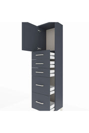 Arges Dolap Tek Raflı 5 Çekmeceli Tek Kapaklı 44x30x182 Antrasit-Antrasit