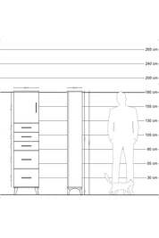 Arges Dolap Tek Raflı 5 Çekmeceli Tek Kapaklı 44x30x182 Antrasit-Çam