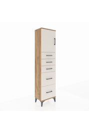 Arges Dolap Tek Raflı 5 Çekmeceli Tek Kapaklı 44x30x182 Çam-Aytaşı