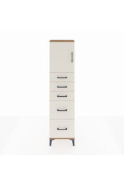 Arges Dolap Tek Raflı 5 Çekmeceli Tek Kapaklı 44x30x182 Çam-Aytaşı