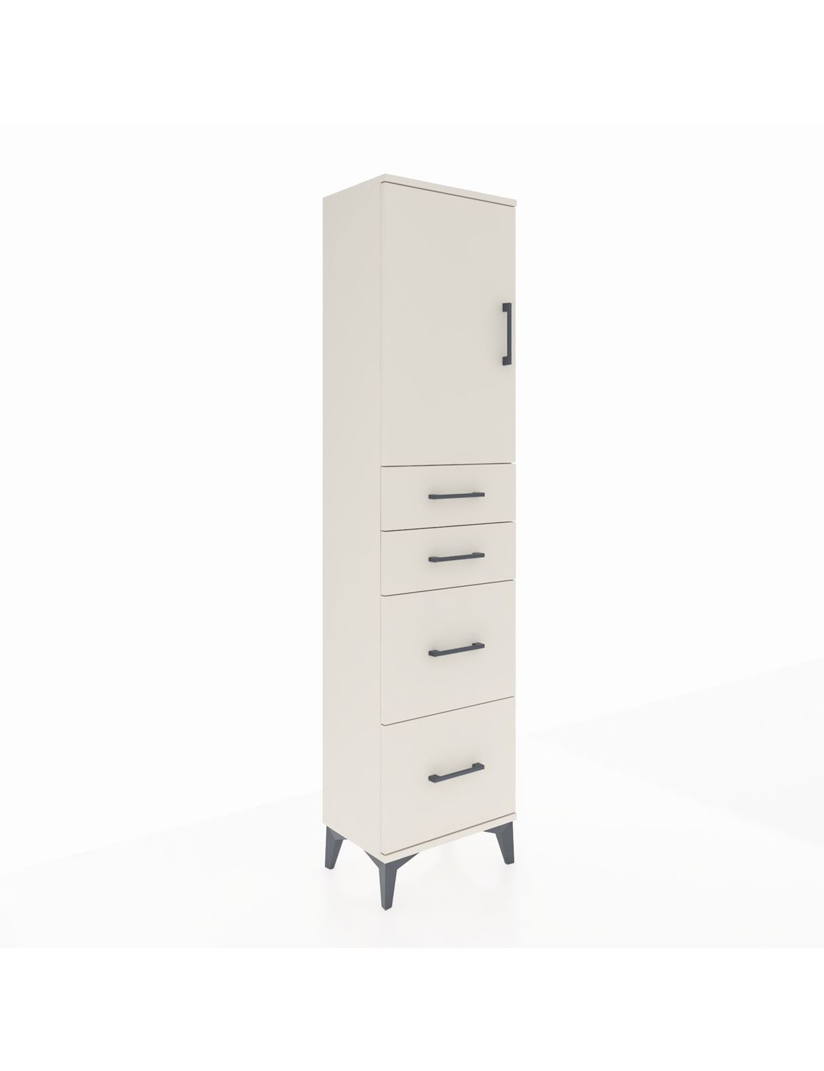 Arges Dolap Tek Raflı 4 Çekmeceli Tek Kapaklı 44x30x182 Aytaşı-Aytaşı