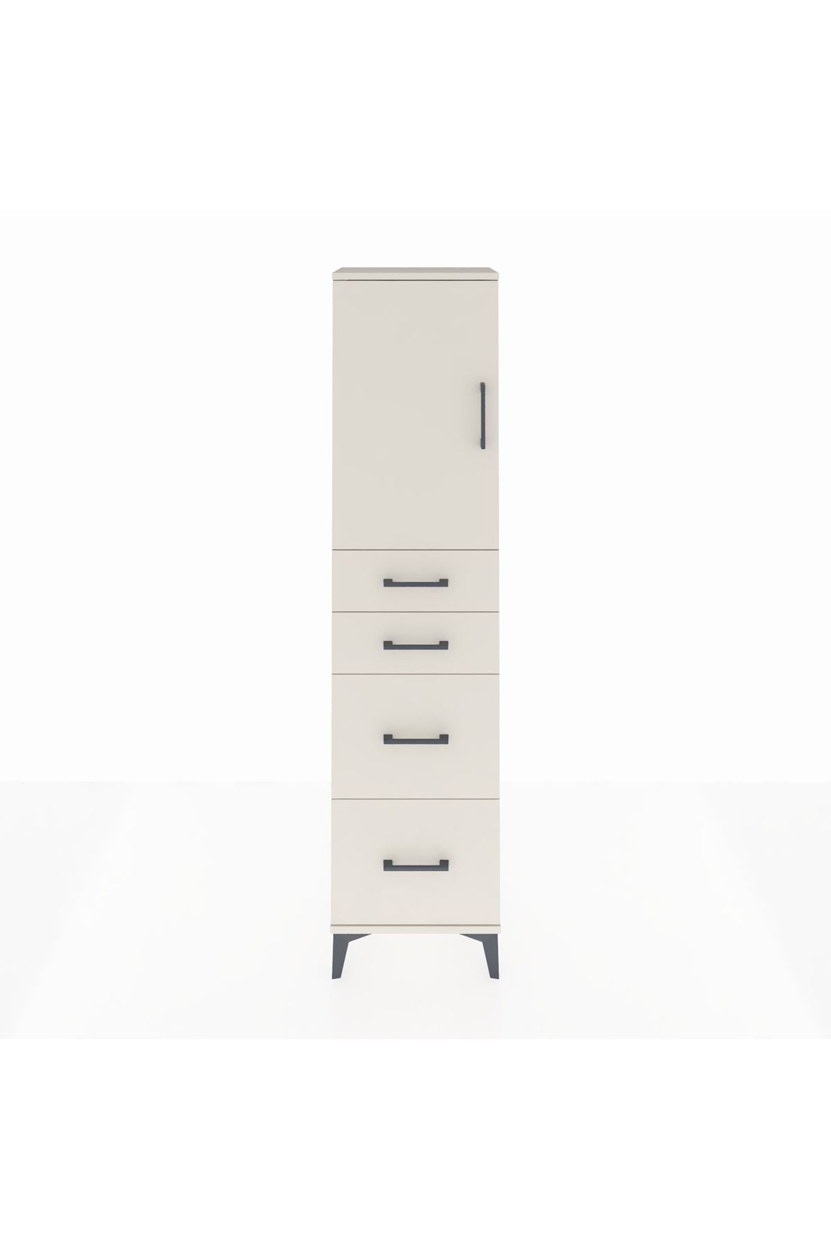 Arges Dolap Tek Raflı 4 Çekmeceli Tek Kapaklı 44x30x182 Aytaşı-Aytaşı