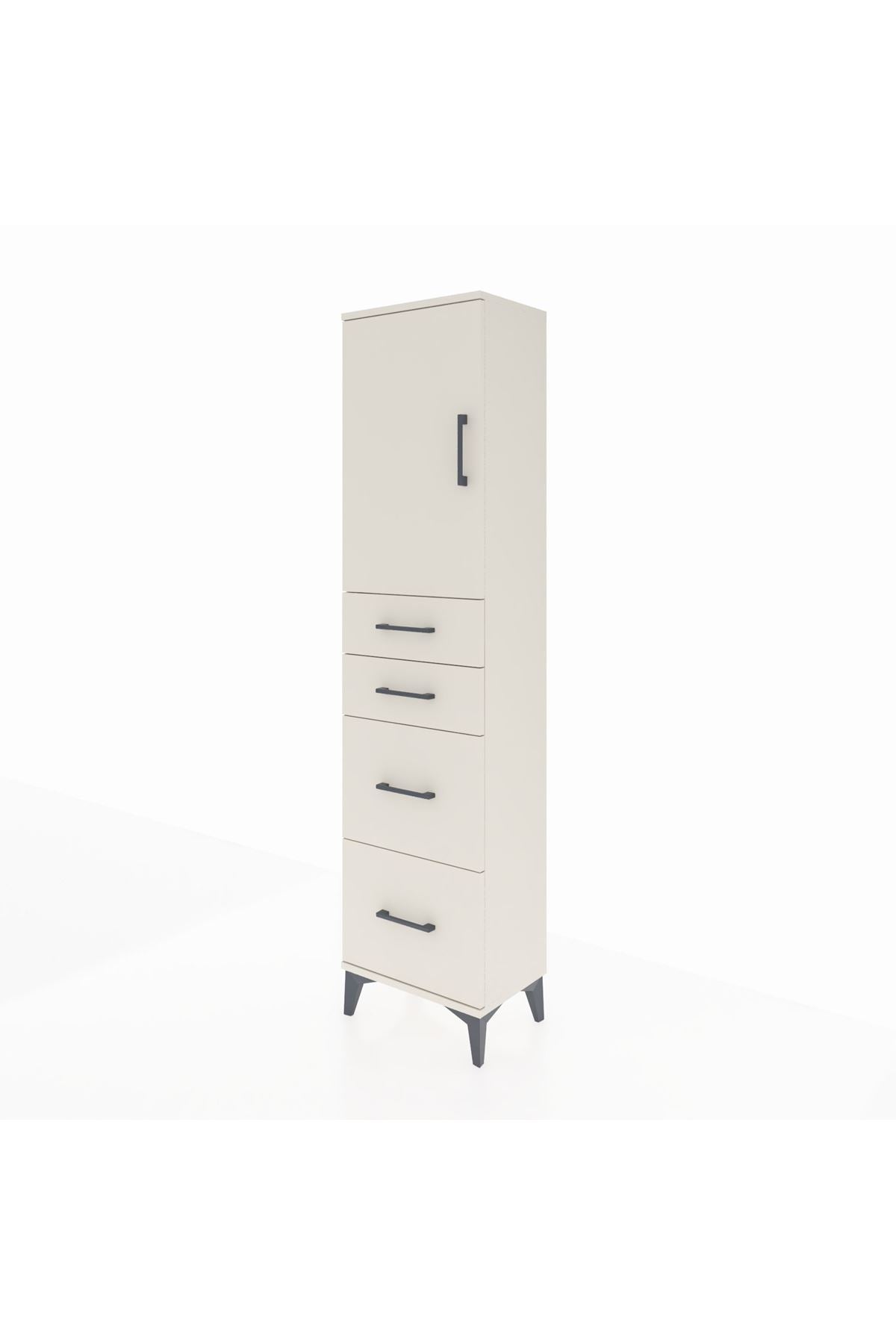 Arges Dolap Tek Raflı 4 Çekmeceli Tek Kapaklı 44x30x182 Aytaşı-Aytaşı