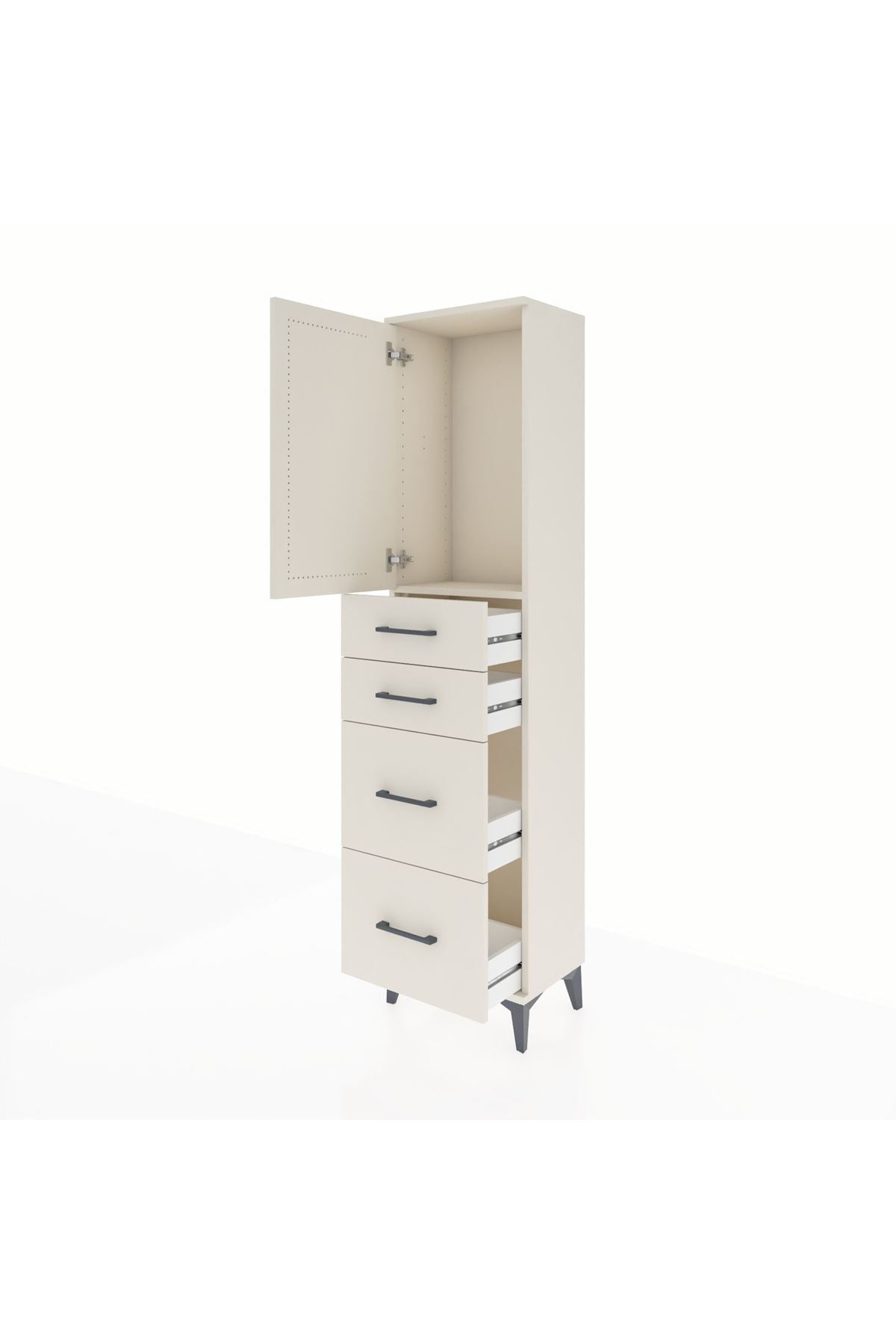 Arges Dolap Tek Raflı 4 Çekmeceli Tek Kapaklı 44x30x182 Aytaşı-Aytaşı