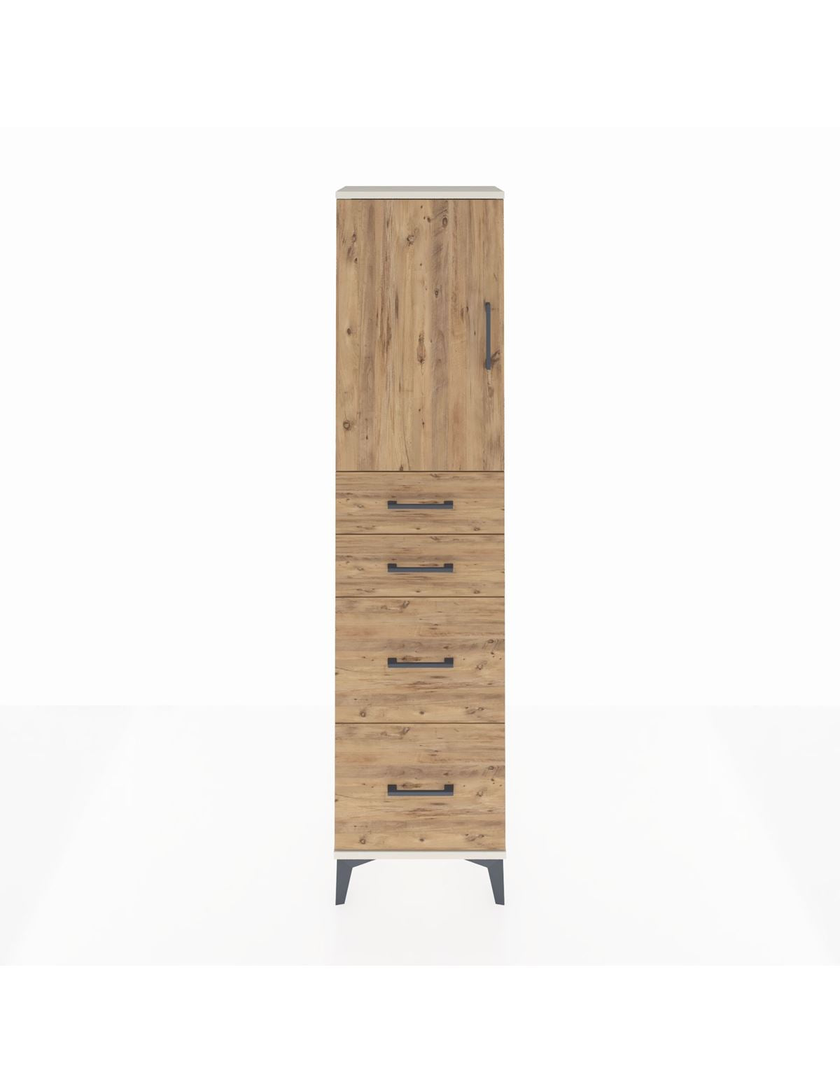 Arges Dolap Tek Raflı 4 Çekmeceli Tek Kapaklı 44x30x182 Aytaşı-Çam