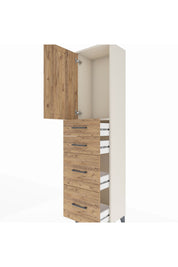 Arges Dolap Tek Raflı 4 Çekmeceli Tek Kapaklı 44x30x182 Aytaşı-Çam