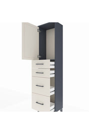 Arges Dolap Tek Raflı 4 Çekmeceli Tek Kapaklı 44x30x182 Antrasit-Aytaşı