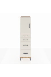 Arges Dolap Tek Raflı 4 Çekmeceli Tek Kapaklı 44x30x182 Çam-Aytaşı