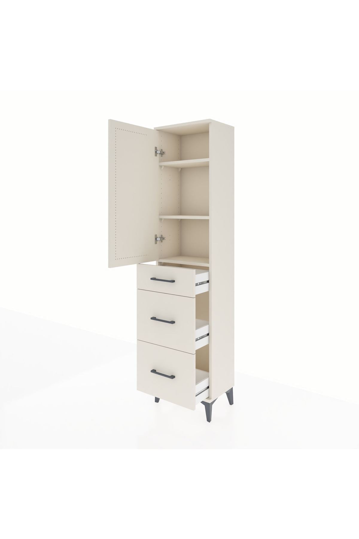 Arges Dolap 3 Raflı 3 Çekmeceli Tek Kapaklı 44x30x182 Aytaşı-Aytaşı