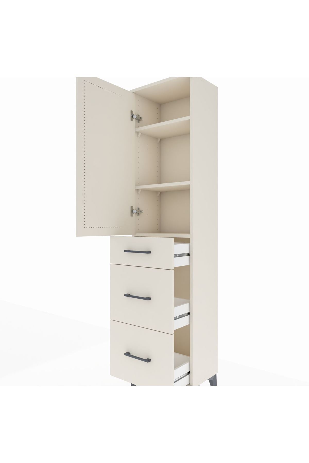 Arges Dolap 3 Raflı 3 Çekmeceli Tek Kapaklı 44x30x182 Aytaşı-Aytaşı