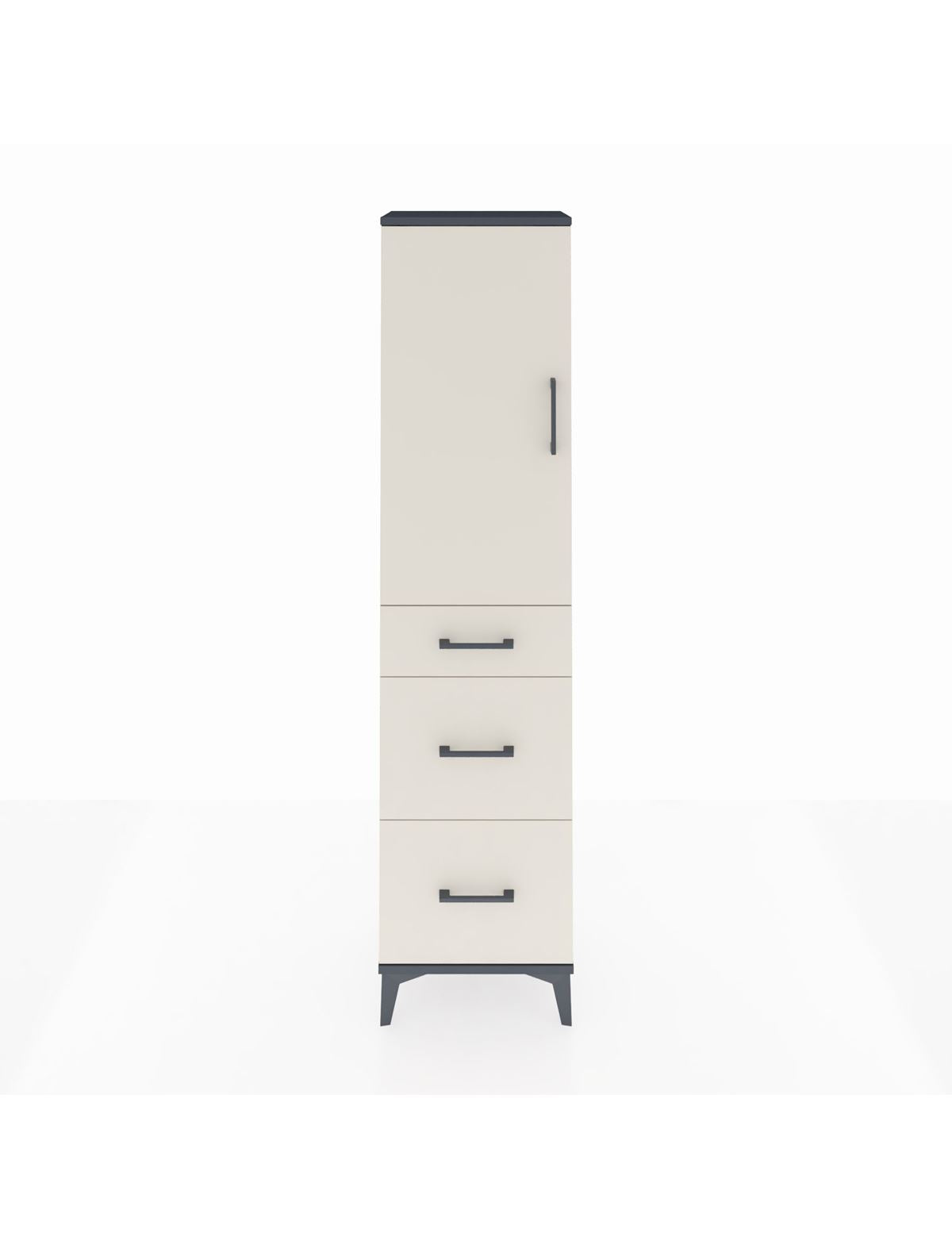 Arges Dolap 3 Raflı 3 Çekmeceli Tek Kapaklı 44x30x182 Antrasit-Aytaşı