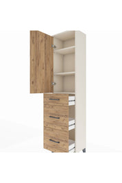 Arges Dolap 3 Raflı 3 Çekmeceli Tek Kapaklı 44x30x182 Aytaşı-Çam