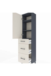 Arges Dolap 3 Raflı 3 Çekmeceli Tek Kapaklı 44x30x182 Antrasit-Aytaşı