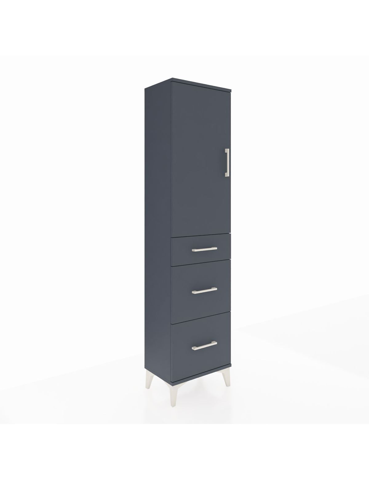 Arges Dolap 3 Raflı 3 Çekmeceli Tek Kapaklı 44x30x182 Antrasit-Antrasit