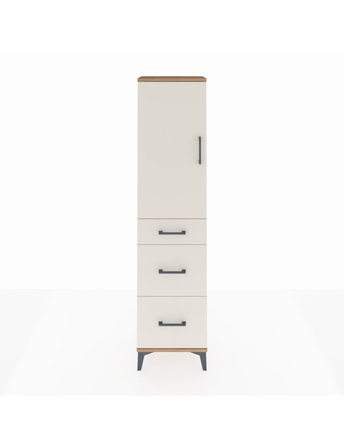 Arges Dolap 3 Raflı 3 Çekmeceli Tek Kapaklı 44x30x182 Çam-Aytaşı