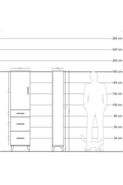 Arges Dolap 3 Raflı 3 Çekmeceli Tek Kapaklı 44x30x182 Çam-Aytaşı