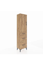 Arges Dolap 3 Raflı 3 Çekmeceli Tek Kapaklı 44x30x182 Çam-Çam