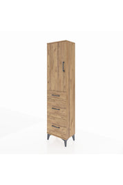 Arges Dolap 3 Raflı 3 Çekmeceli Tek Kapaklı 44x30x182 Çam-Çam