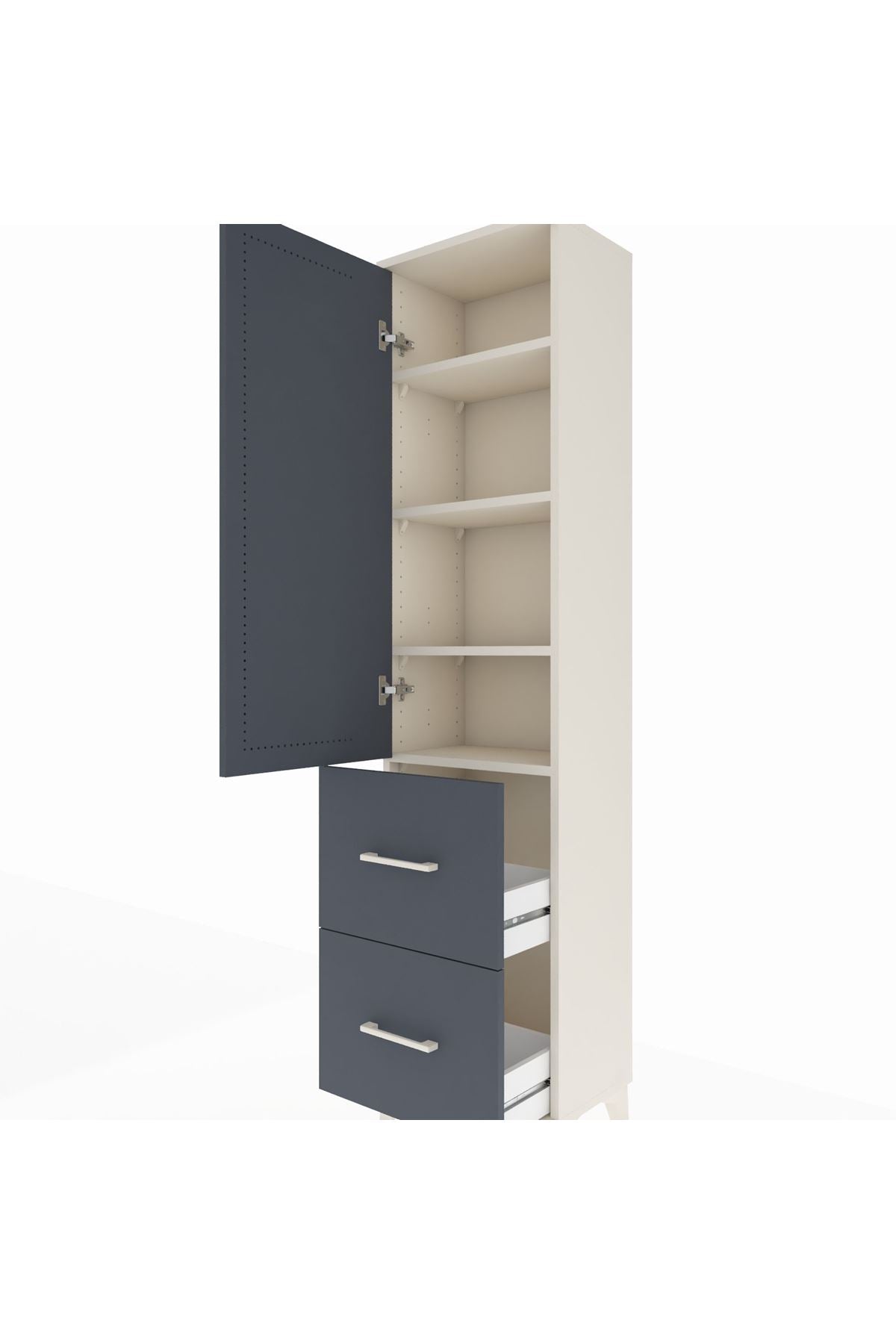 Arges Dolap 4 Raflı 2 Çekmeceli Tek Kapaklı 44x30x182 Aytaşı-Antrasit