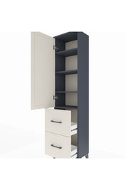 Arges Dolap 4 Raflı 2 Çekmeceli Tek Kapaklı 44x30x182 Antrasit-Aytaşı