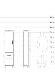 Arges Dolap 4 Raflı 2 Çekmeceli Tek Kapaklı 44x30x182 Antrasit-Aytaşı