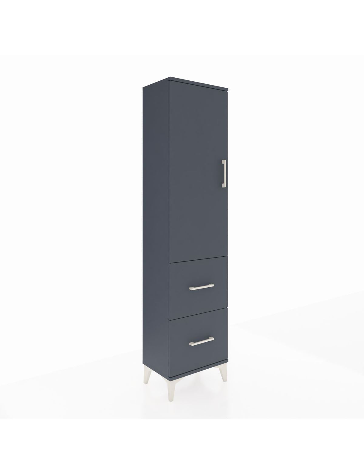 Arges Dolap 4 Raflı 2 Çekmeceli Tek Kapaklı 44x30x182 Antrasit-Antrasit