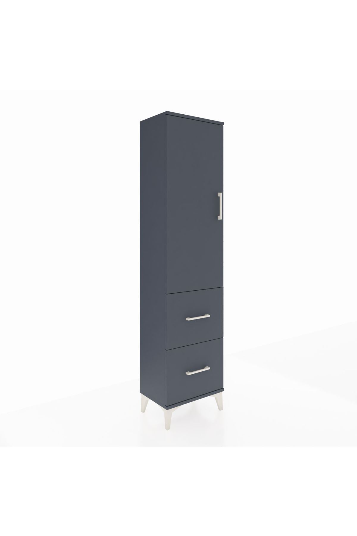 Arges Dolap 4 Raflı 2 Çekmeceli Tek Kapaklı 44x30x182 Antrasit-Antrasit