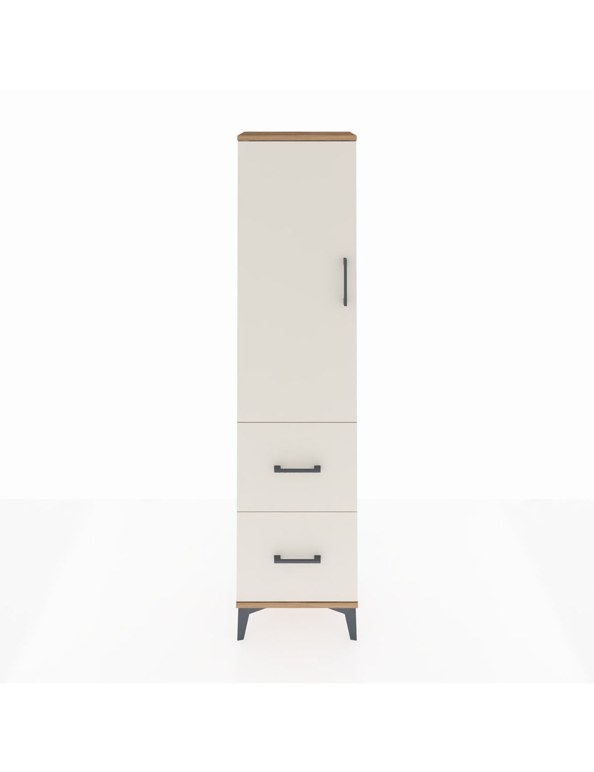 Arges Dolap 4 Raflı 2 Çekmeceli Tek Kapaklı 44x30x182 Çam-Aytaşı