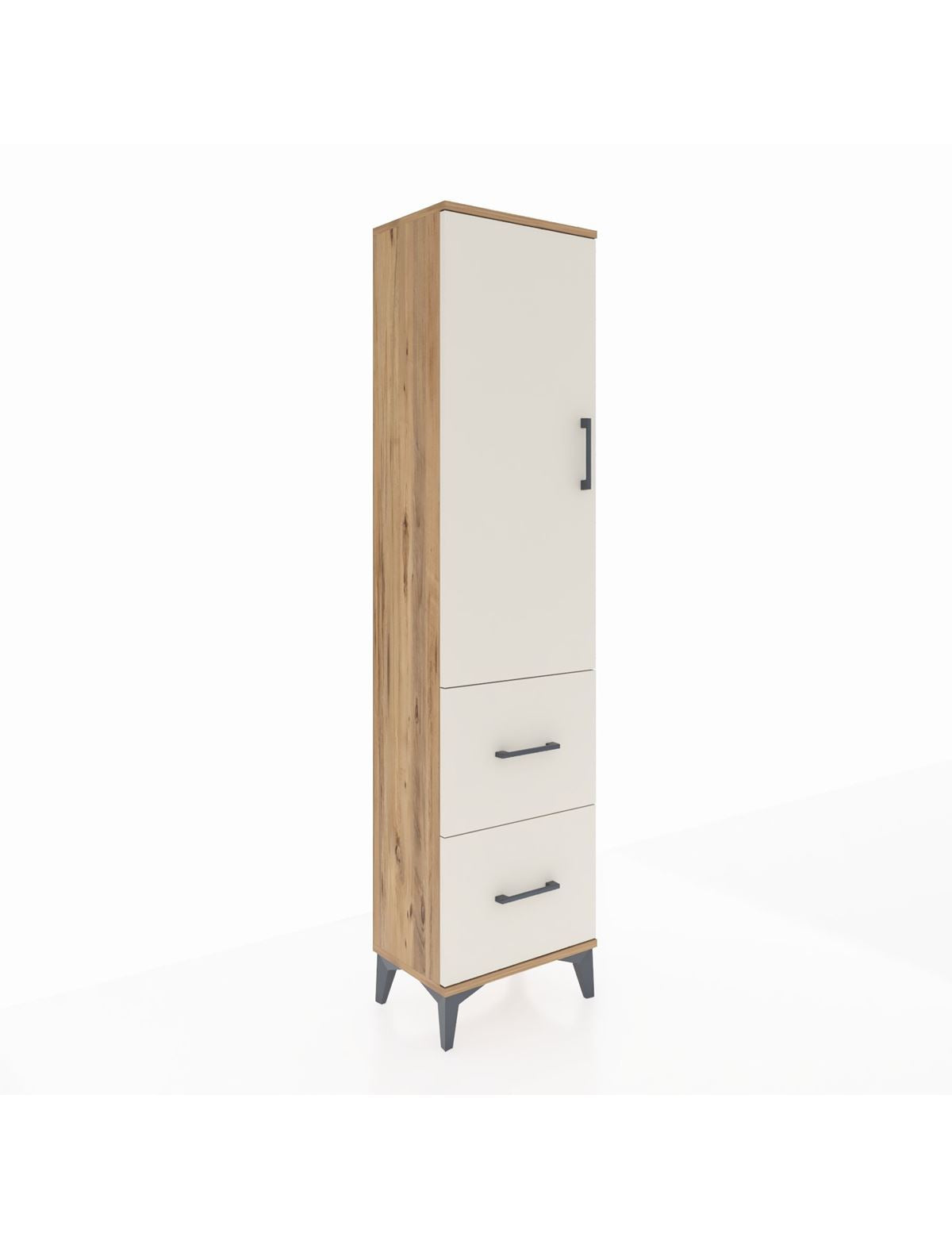 Arges Dolap 4 Raflı 2 Çekmeceli Tek Kapaklı 44x30x182 Çam-Aytaşı