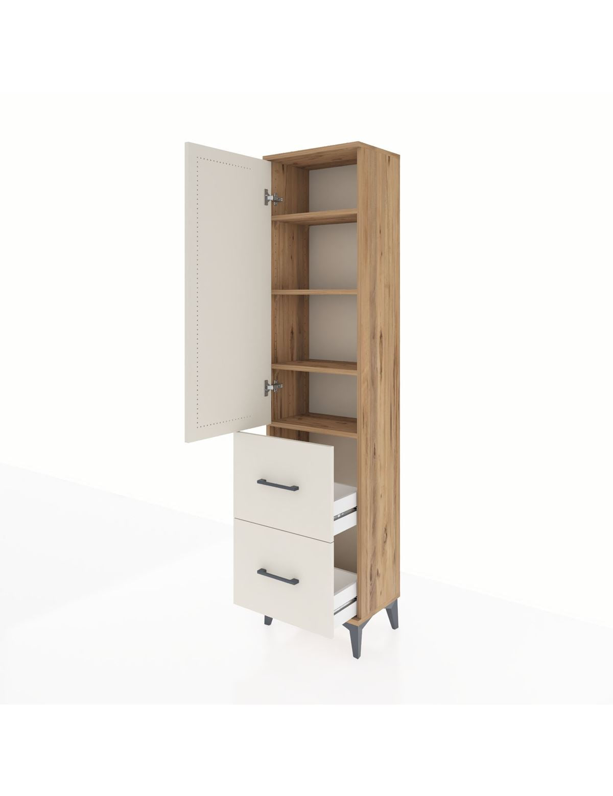 Arges Dolap 4 Raflı 2 Çekmeceli Tek Kapaklı 44x30x182 - S22M021V7A