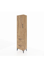 Arges Dolap 4 Raflı 2 Çekmeceli Tek Kapaklı 44x30x182 Çam-Çam