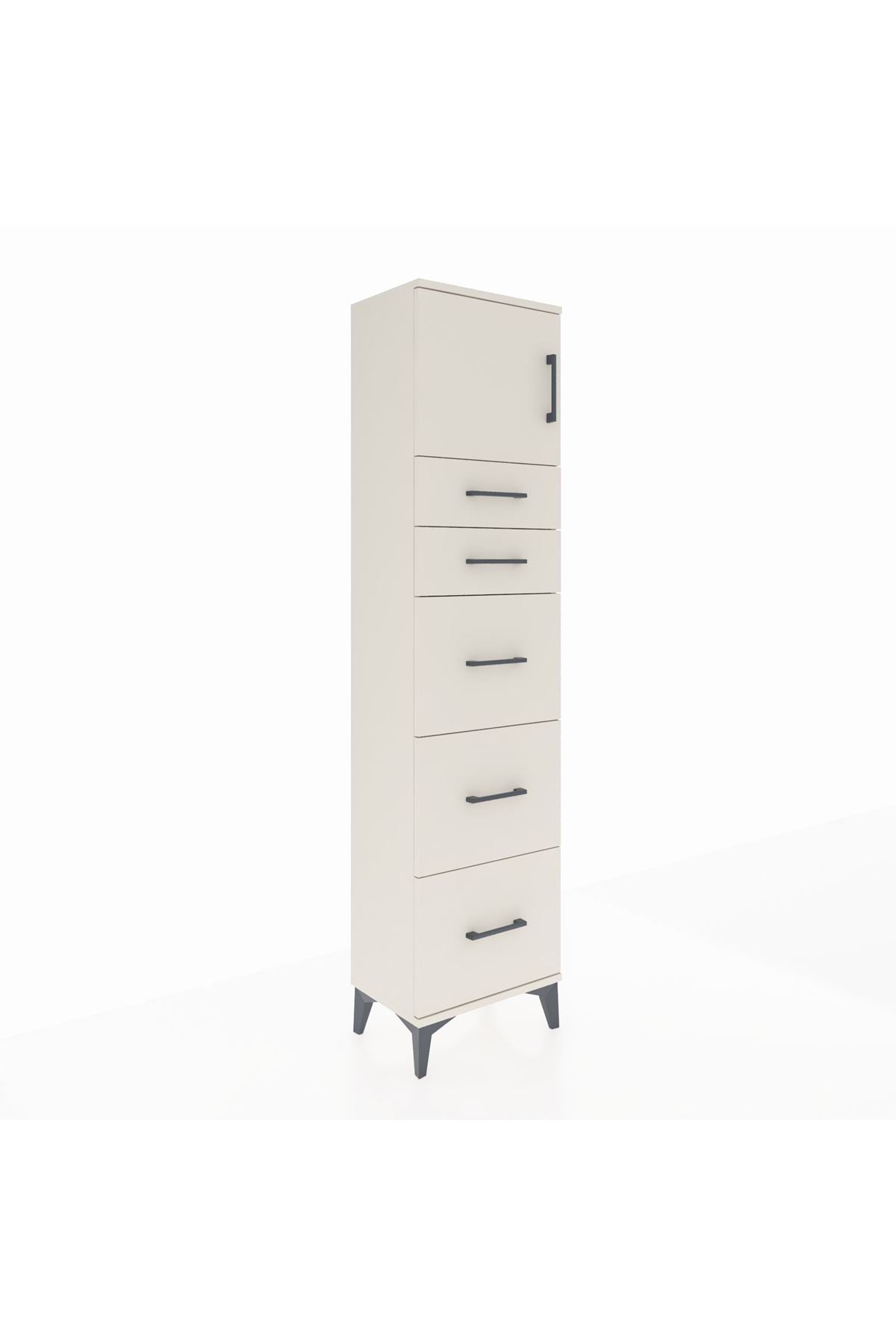 Arges Dolap Tek Raflı 5 Çekmeceli Tek Kapaklı 44x30x182 Aytaşı-Aytaşı