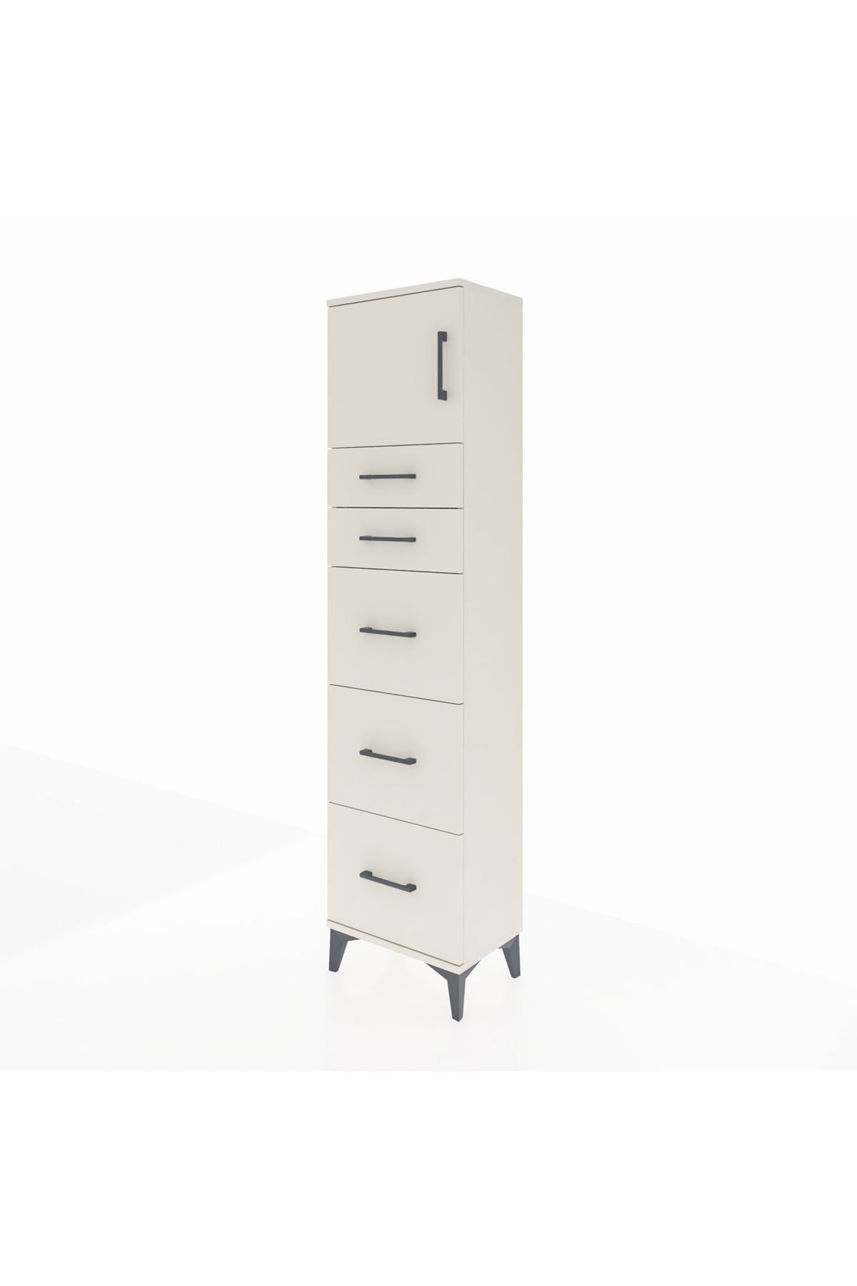 Arges Dolap Tek Raflı 5 Çekmeceli Tek Kapaklı 44x30x182 Aytaşı-Aytaşı