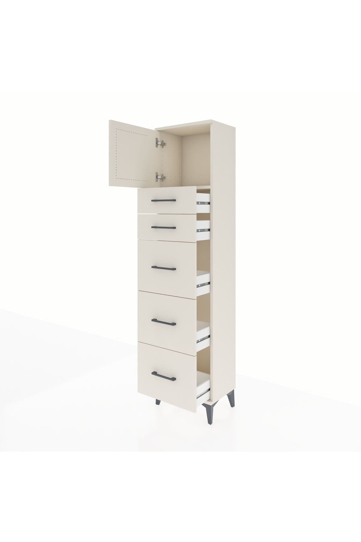 Arges Dolap Tek Raflı 5 Çekmeceli Tek Kapaklı 44x30x182 Aytaşı-Aytaşı